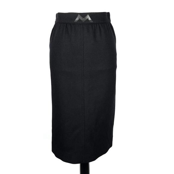 Louis Feraud Paris Vintage Black Wool High Waist Pencil Skirt Size US 8 FR 40